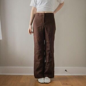 Brown Linen Classic Lightweight Beach Summer preppy women's dress trouser pants